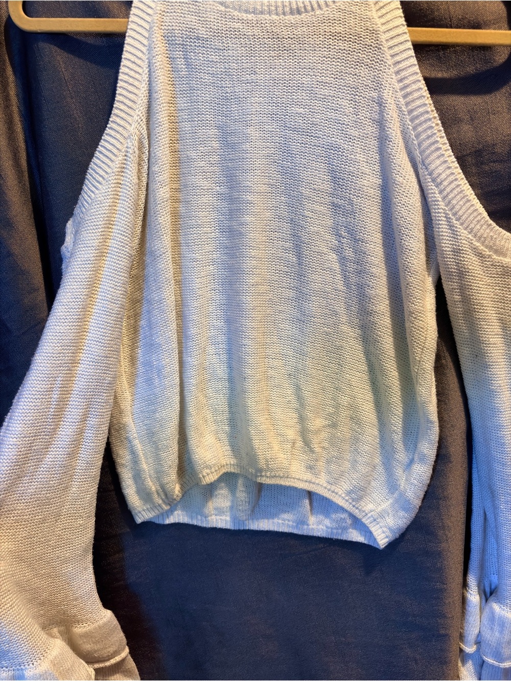 Express Cream Cold-Shoulder Ribbed Knit Top - Picture 7 of 9